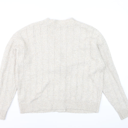 Marks and Spencer Womens Beige Knit V-Neck Cardigan Size L