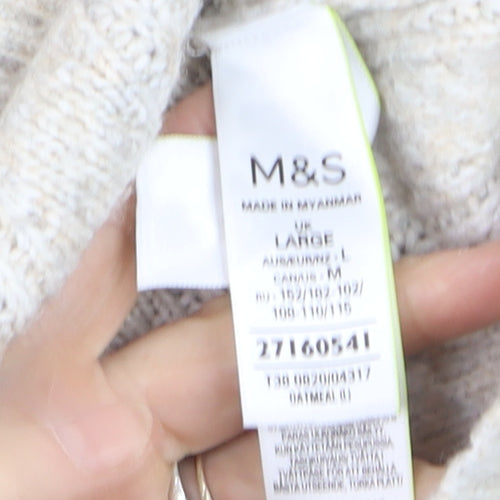 Marks and Spencer Womens Beige Knit V-Neck Cardigan Size L