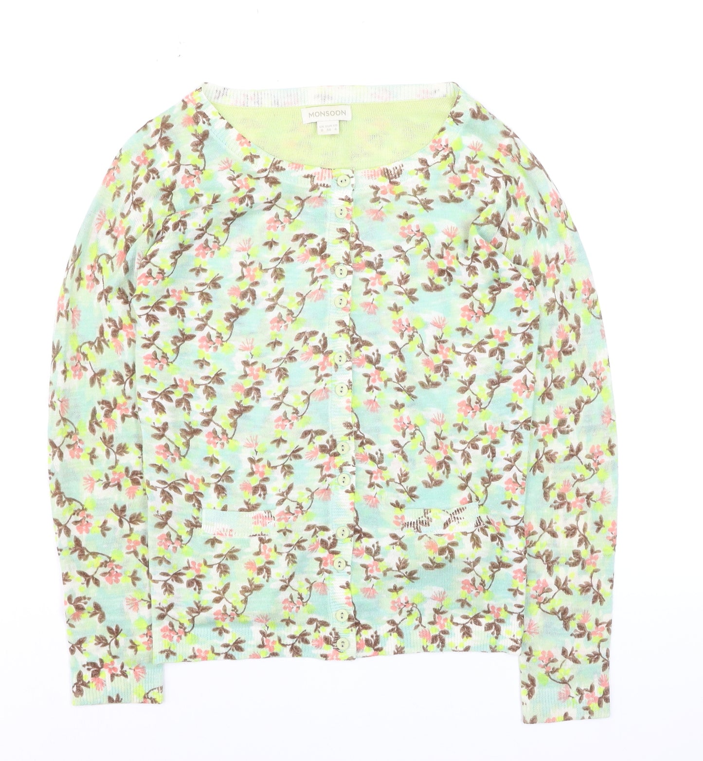 Monsoon Women’s Multicoloured Floral Long Sleeve Cardigan Size 8