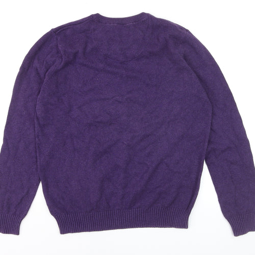 Maine New England Men's Purple Cotton V-Neck Jumper Size M