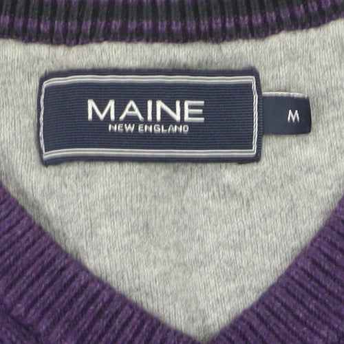 Maine New England Men's Purple Cotton V-Neck Jumper Size M