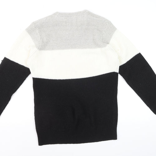 Brave Soul Men's Multicoloured Chunky Knit Crew Neck Jumper Size M