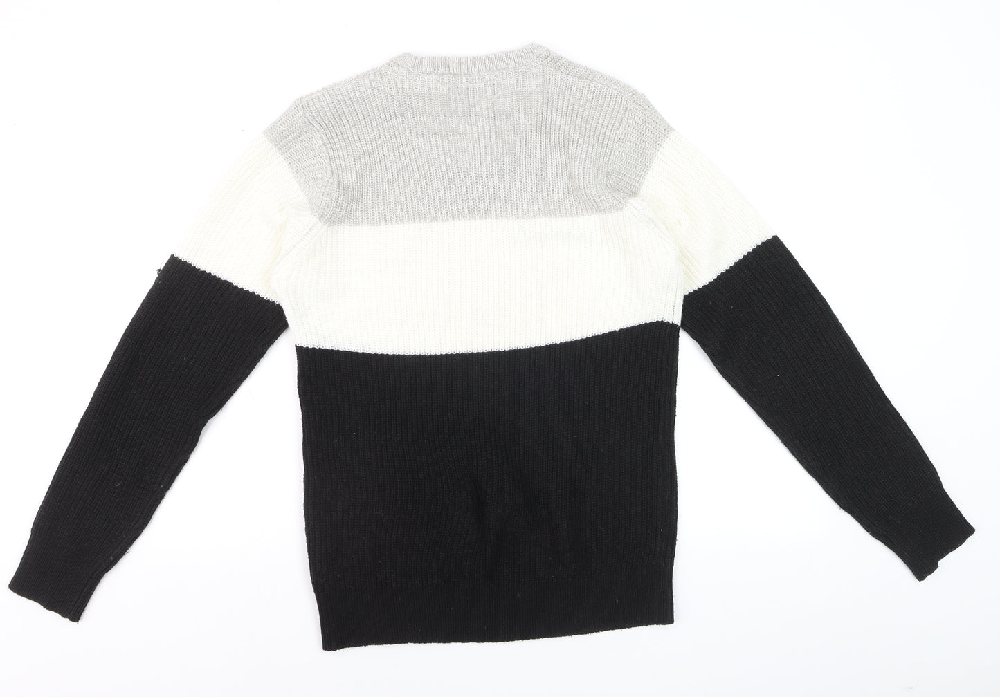 Brave Soul Men's Multicoloured Chunky Knit Crew Neck Jumper Size M