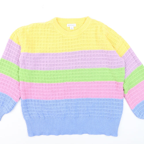Warehouse Women’s Multicoloured Waffle-Knit Jumper Medium