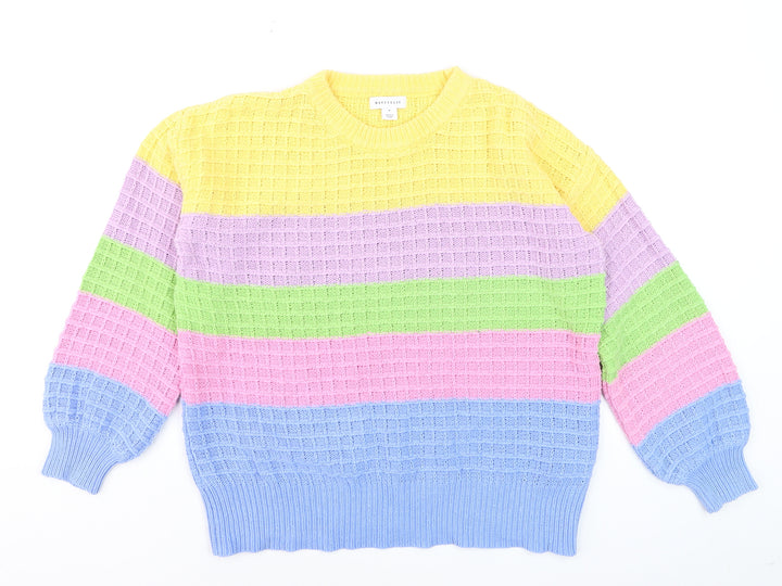 Warehouse Women’s Multicoloured Waffle-Knit Jumper Medium