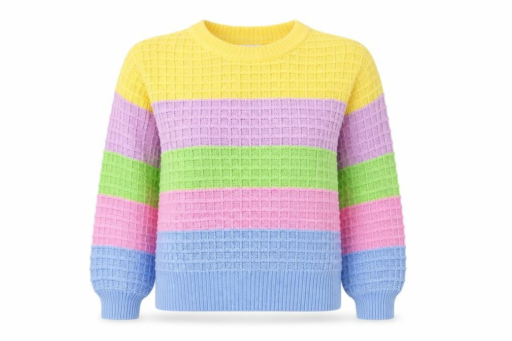 Front view of Warehouse Women’s Multicoloured Waffle-Knit Jumper Medium