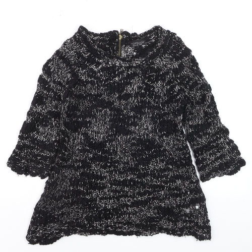 Topshop Women's Black Chunky-Knit Pullover Jumper UK 8