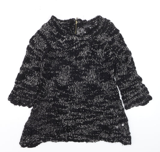 Topshop Women's Black Chunky-Knit Pullover Jumper UK 8