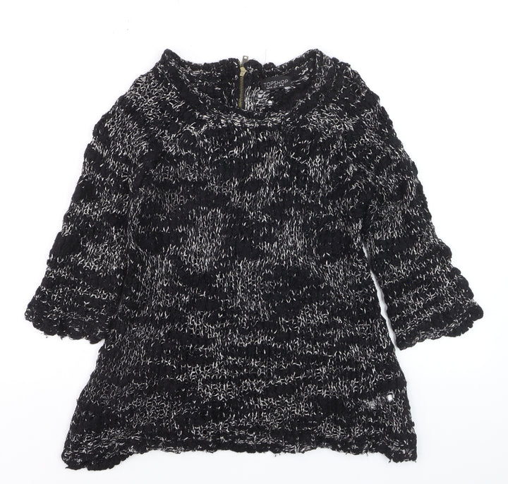 Topshop Women's Black Chunky-Knit Pullover Jumper UK 8
