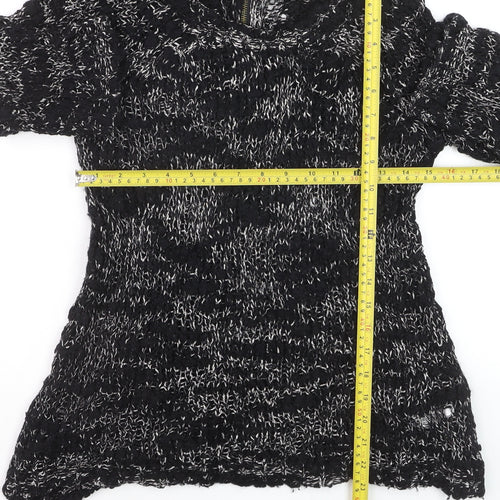 Topshop Women's Black Chunky-Knit Pullover Jumper UK 8
