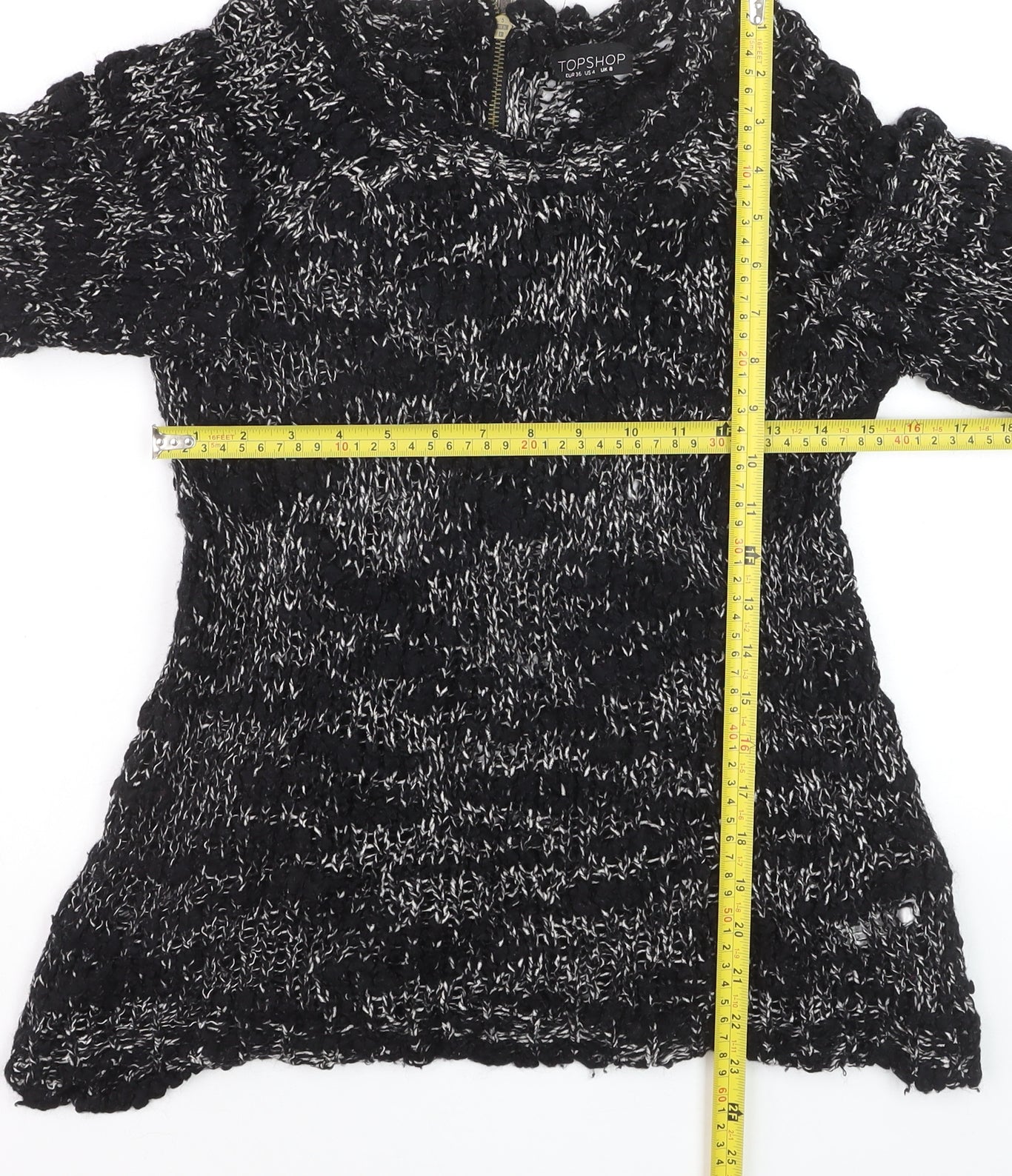 Topshop Women's Black Chunky-Knit Pullover Jumper UK 8