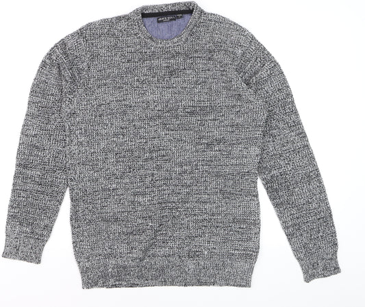 Brave Soul Men's Grey Chunky Knit Crew Neck Pullover Jumper M