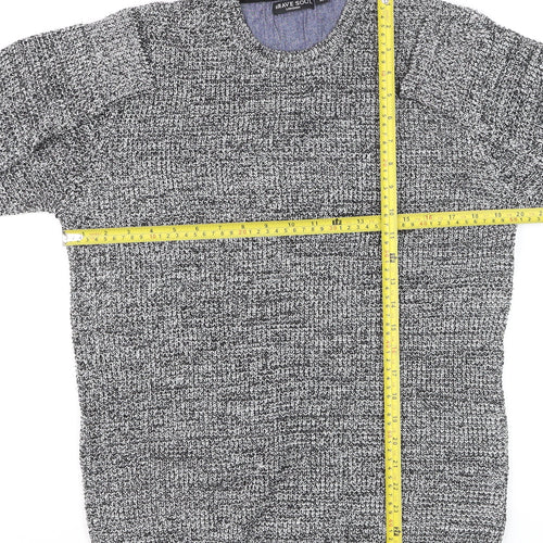 Brave Soul Men's Grey Chunky Knit Crew Neck Pullover Jumper M