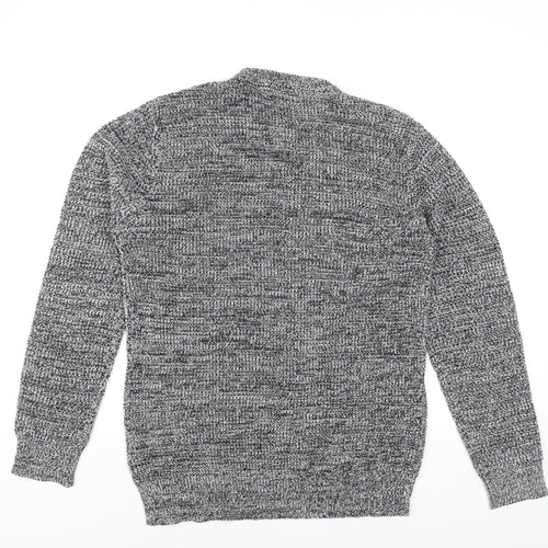 Brave Soul Men's Grey Chunky Knit Crew Neck Pullover Jumper M