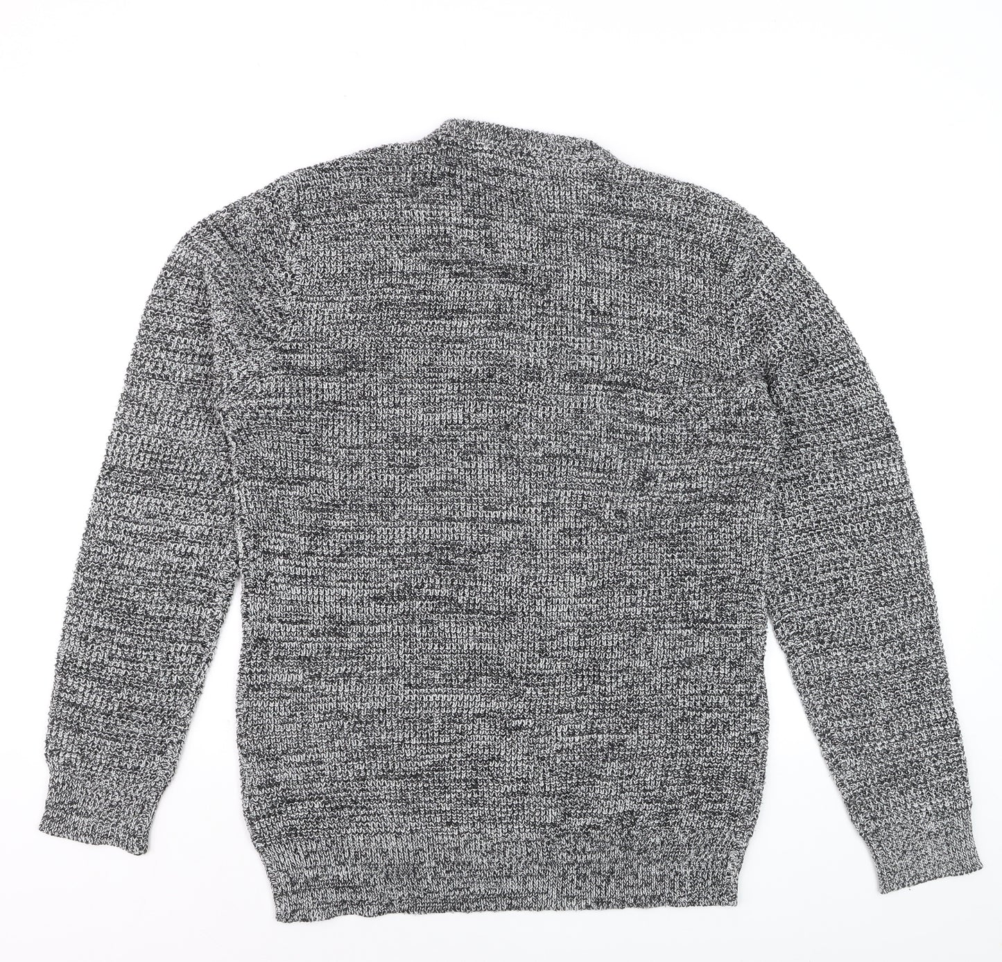 Brave Soul Men's Grey Chunky Knit Crew Neck Pullover Jumper M
