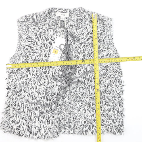 Marks and Spencer Women's Grey Chunky Knit Tie Vest S