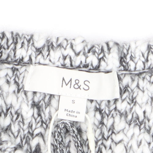 Marks and Spencer Women's Grey Chunky Knit Tie Vest S