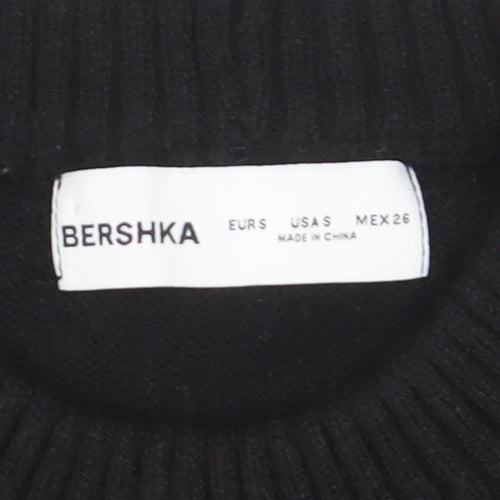 Bershka Womens Black Striped Knit Crew Neck Pullover Jumper Size S