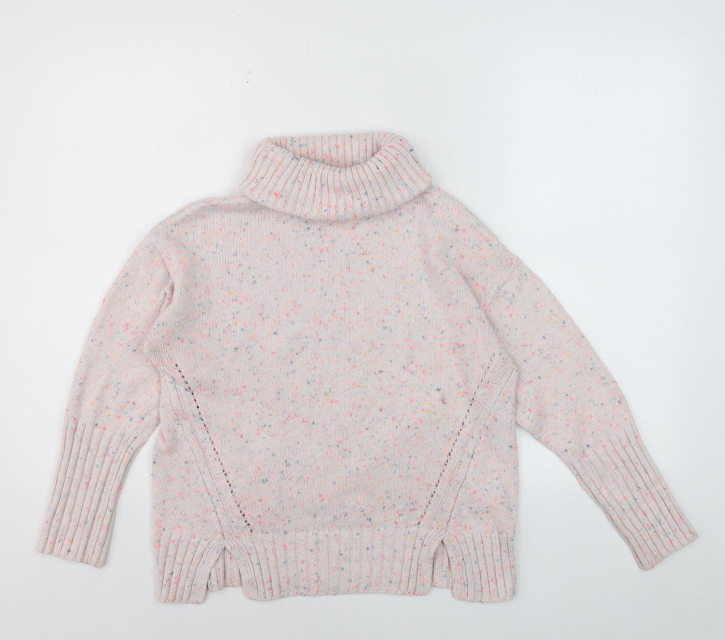 Oliver Bonas Women's Beige Roll Neck Knit Jumper Size 8