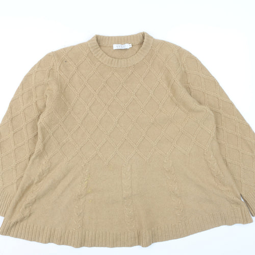 Masai Copenhagen Women Beige Cable-Knit Pullover Jumper Small