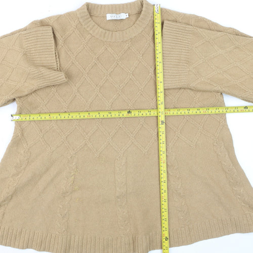 Masai Copenhagen Women Beige Cable-Knit Pullover Jumper Small