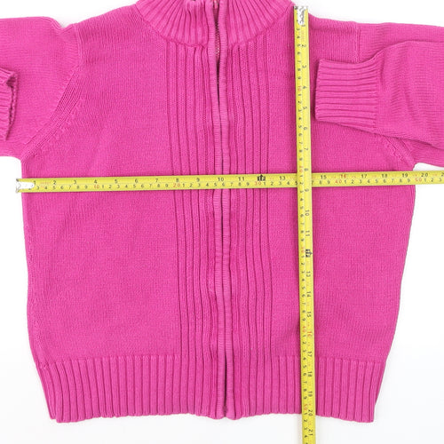EWM Women's Pink Full Zip Cotton Mock Neck Jumper Size M