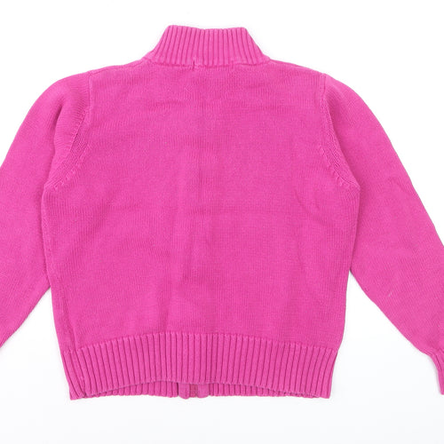 EWM Women's Pink Full Zip Cotton Mock Neck Jumper Size M