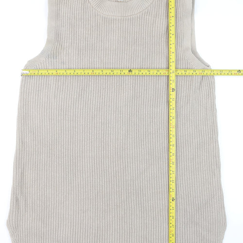 H&M Women Beige Sleeveless Chunky Knit Vest Jumper Size 14