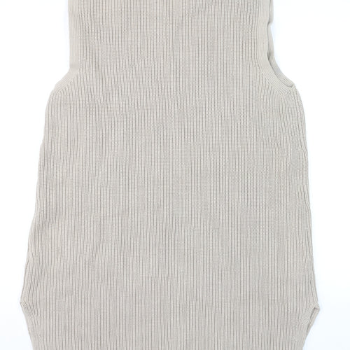 H&M Women Beige Sleeveless Chunky Knit Vest Jumper Size 14