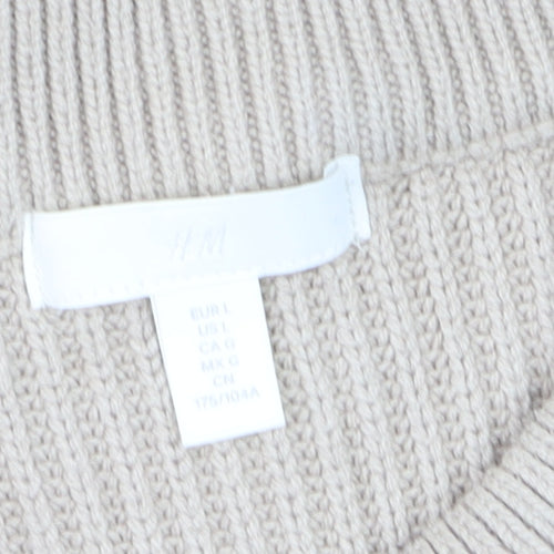 H&M Women Beige Sleeveless Chunky Knit Vest Jumper Size 14