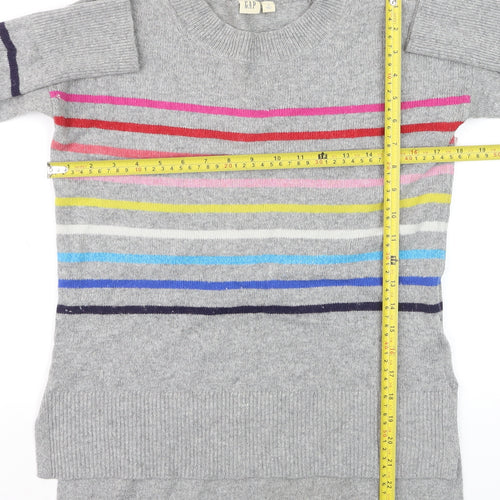 GAP Men's Grey Striped Wool Blend Crew Neck Jumper XS