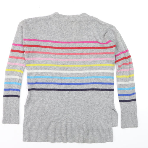 GAP Men's Grey Striped Wool Blend Crew Neck Jumper XS