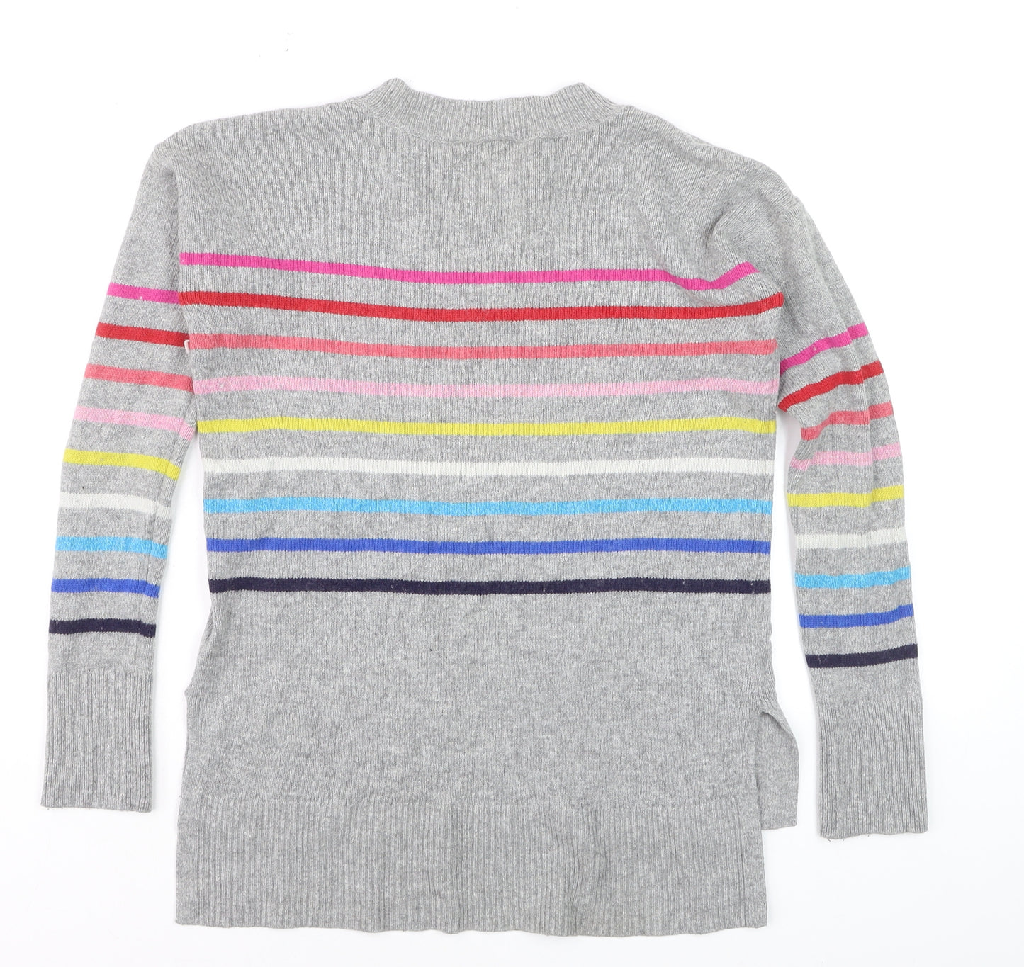 GAP Men's Grey Striped Wool Blend Crew Neck Jumper XS