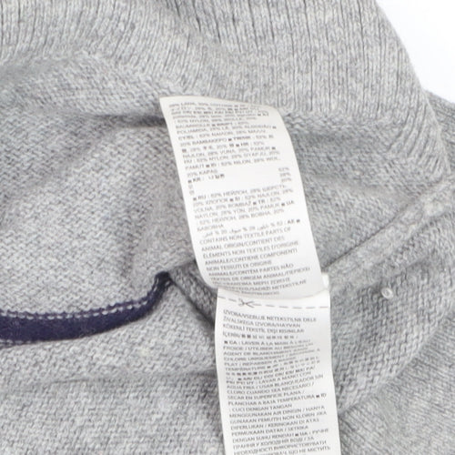 GAP Men's Grey Striped Wool Blend Crew Neck Jumper XS