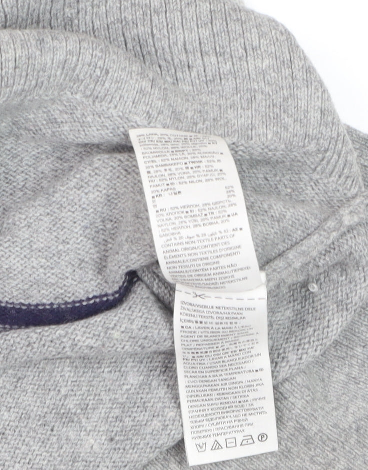 GAP Men's Grey Striped Wool Blend Crew Neck Jumper XS