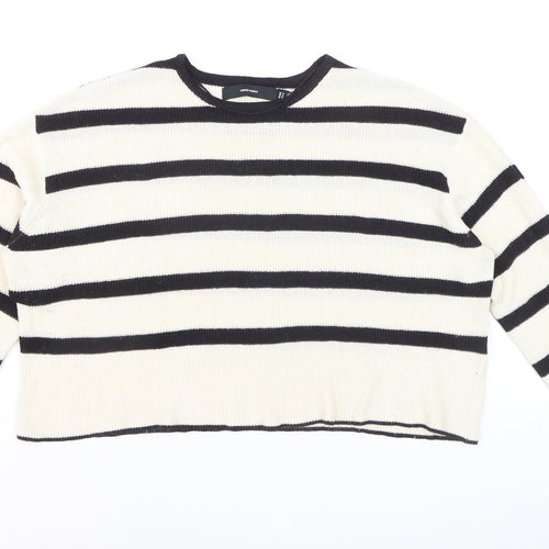 Vero Moda Unisex White Black Striped Knit Pullover Jumper M