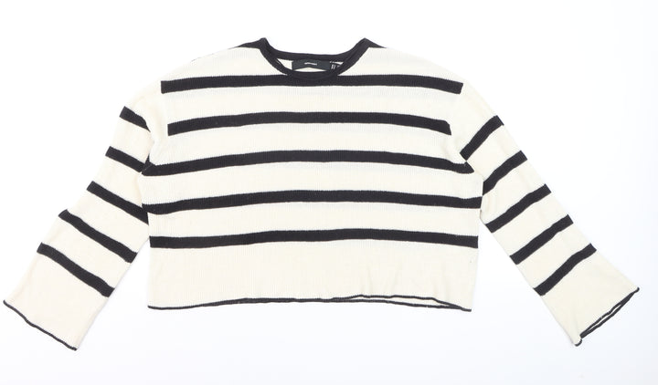 Vero Moda Unisex White Black Striped Knit Pullover Jumper M