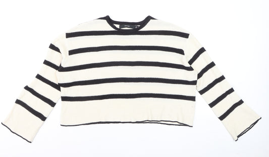 Vero Moda Unisex White Black Striped Knit Pullover Jumper M