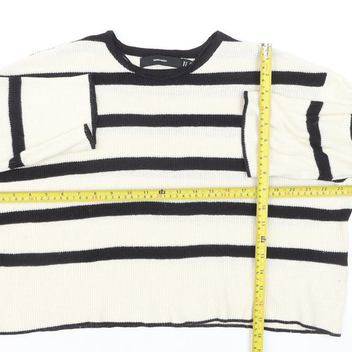 Vero Moda Unisex White Black Striped Knit Pullover Jumper M