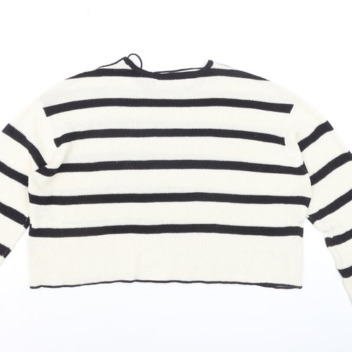 Vero Moda Unisex White Black Striped Knit Pullover Jumper M