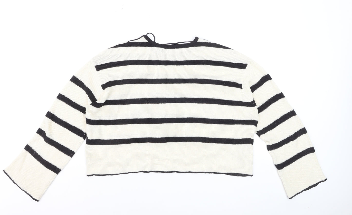 Vero Moda Unisex White Black Striped Knit Pullover Jumper M