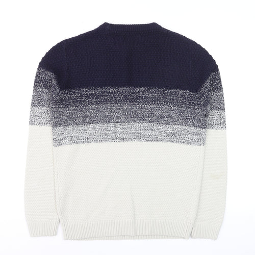 River Island Men's Blue Striped Knit Jumper Size S Crew Neck