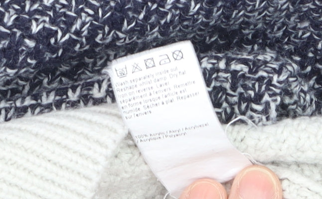 River Island Men's Blue Striped Knit Jumper Size S Crew Neck