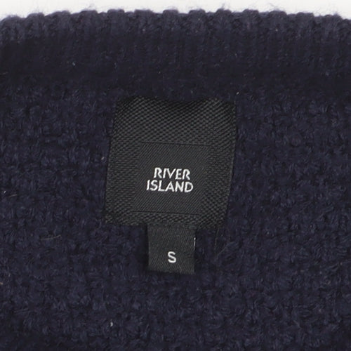 River Island Men's Blue Striped Knit Jumper Size S Crew Neck