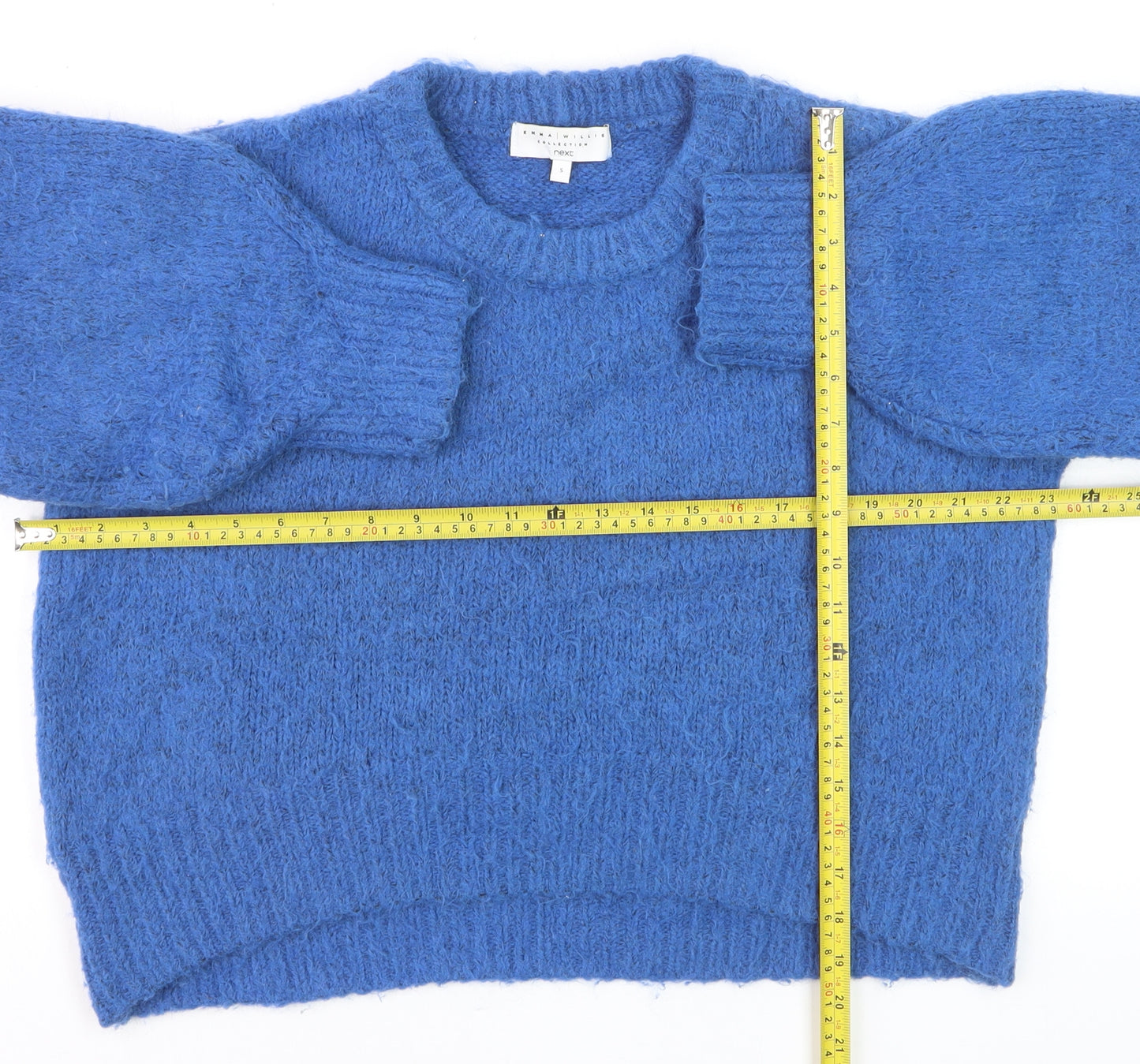 Next Emma Willis Women Blue Alpaca Wool Blend Chunky Knit Jumper S