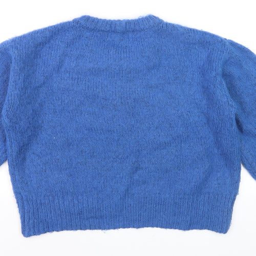 Next Emma Willis Women Blue Alpaca Wool Blend Chunky Knit Jumper S