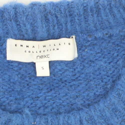 Next Emma Willis Women Blue Alpaca Wool Blend Chunky Knit Jumper S