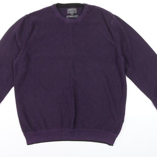 Marks and Spencer Men's Purple Tailored Fit Cotton Knit Jumper Size L