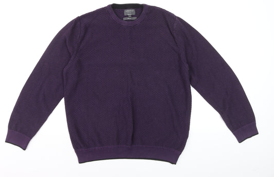 Marks and Spencer Men's Purple Tailored Fit Cotton Knit Jumper Size L