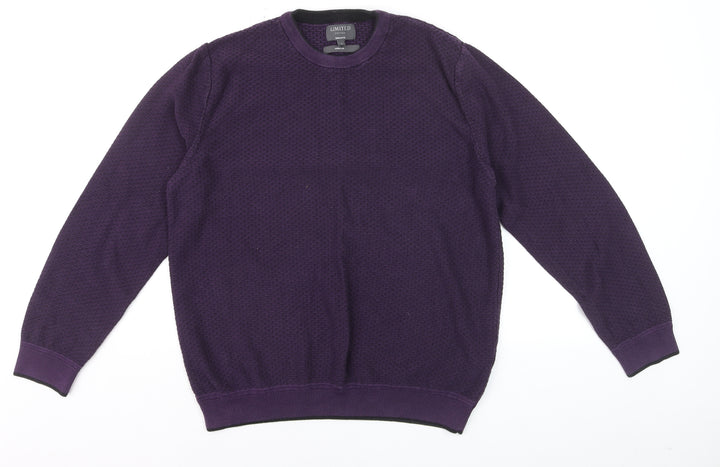Marks and Spencer Men's Purple Tailored Fit Cotton Knit Jumper Size L